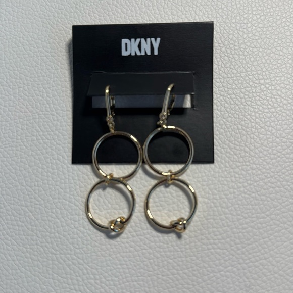 DKNY Accessories - NWT DKNY Dkny Gold-Tone Knotted Circle Double Drop Earrings. Women’s OS.